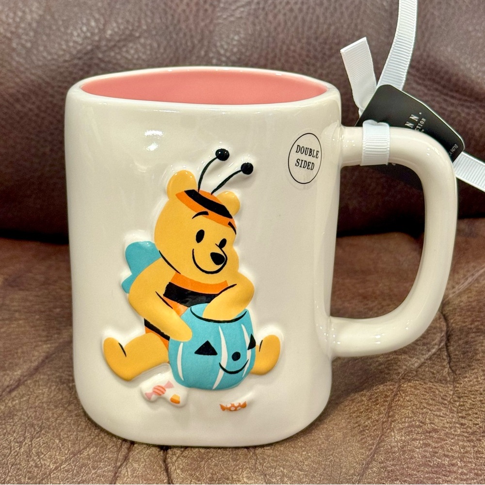 Rae Dunn HAPPY HALLOWEEN Winnie the Pooh in Bumble Bee Costume Ceramic Mug